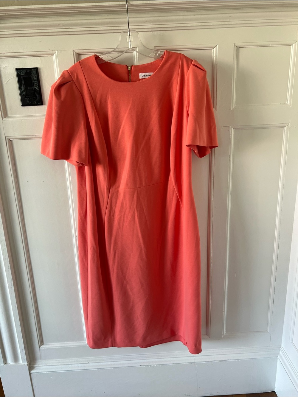 Calvin Klein Coral Flutter-Sleeve Midi Dress